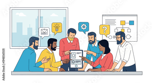 Diverse group of adults collaborating.