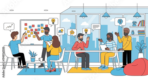 People Working in Office Environment Together.