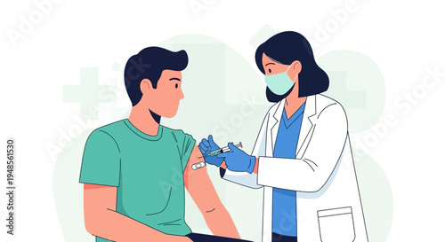 Medical professional administering vaccine injection.