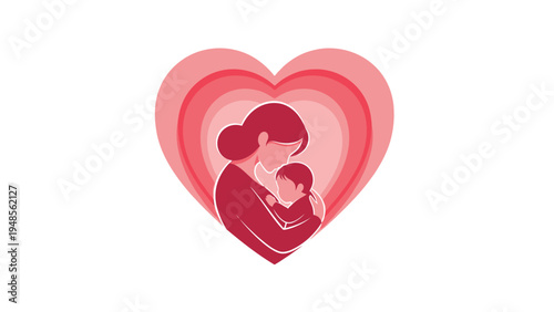 Mother Holding Baby in Heart Shape.