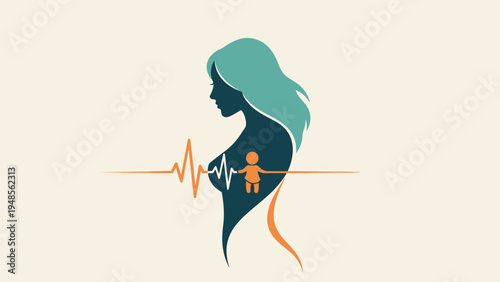 Pregnant Woman Silhouette with Unborn Baby.