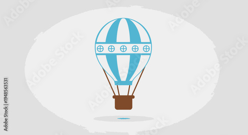 Blue and White Hot Air Balloon.