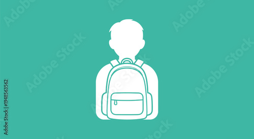 Backpack Illustration on Green Background.