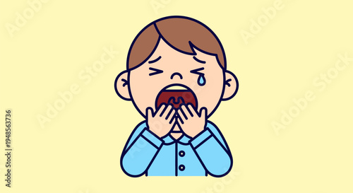 Young Boy Eating Red Apple with Surprise.