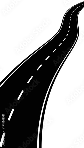 Black Roadway with White Markings Illustration.