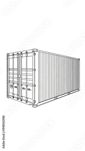 Metal Shipping Container with Open Door.