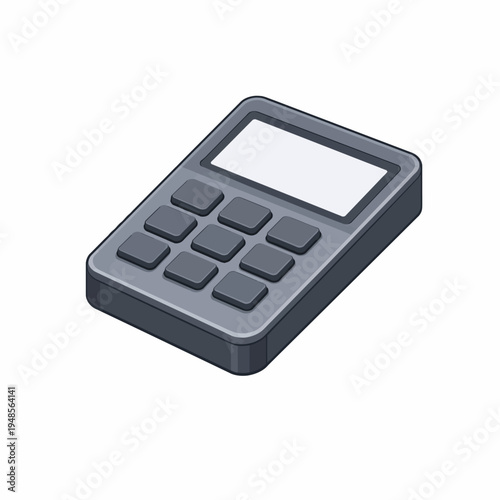 Isometric digital keypad icon representing secure data entry, financial calculations, or authentication device for various applications