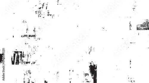 Black ink splatters and smudges on white textured paper background