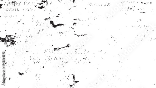 Black ink scribbles and smudges on aged white paper with handwritten text fragments abstract background