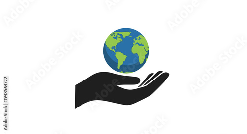 Hand Holding Globe Symbolizing Global Care.