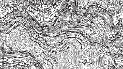 Black and white abstract wavy lines pattern with organic texture and swirling contours