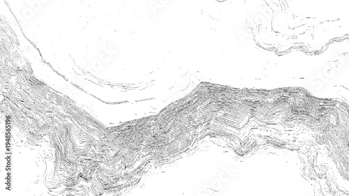 Black and white contour map lines showing topographical elevation changes and geological formations