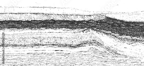 Black and white abstract representation of geological strata and fault lines background texture pattern