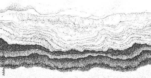 Abstract monochrome textured layers resembling geological strata or flowing water pattern