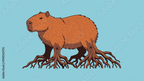 Capybara with root legs illustration.