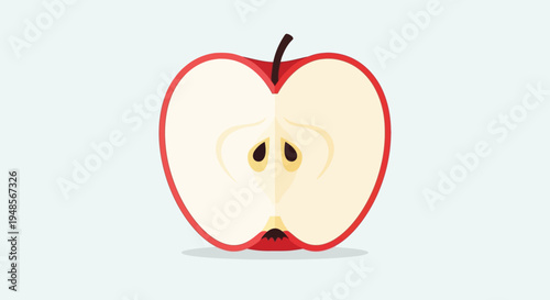 Half Cut Fresh Red Apple Fruit.