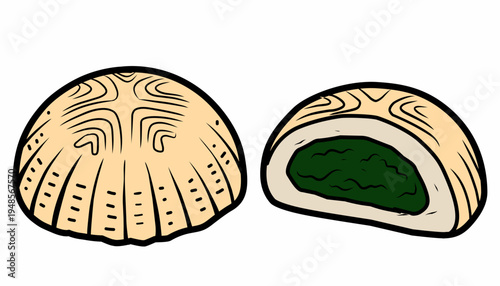 Doodle Maamoul. Traditional Middle Eastern Cookie Illustration. Maamoul Hand Drawn Outline Vector Style. 