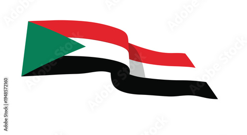 Free Download National flag of Sudan featuring three horizontal stripes of red, white, and black with a green triangle on the left side. - GFXLoad