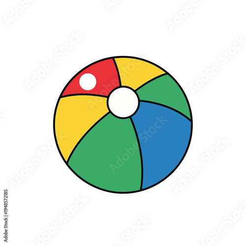 Colorful beach ball icon on white background summer toy for playing games outdoors