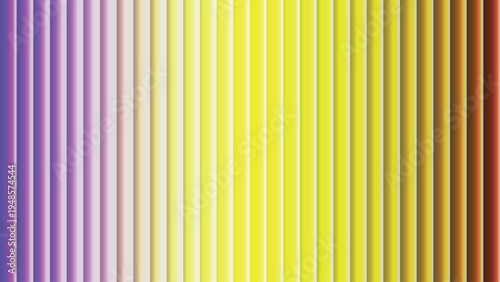 Dynamic vertical striped surface displaying a color shift from rich purple to golden yellow and deep brown