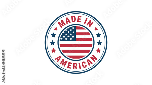 Circular Made in American badge with flag and stars