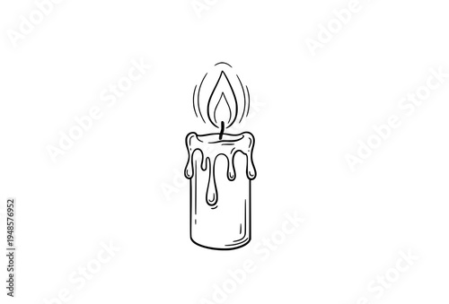 Hand drawn candlelight line art vector illustration minimal candle flame outline isolated on white background