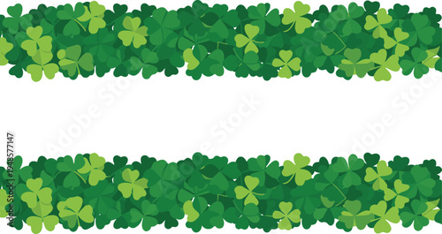 St Patricks Day clover border with green leaves