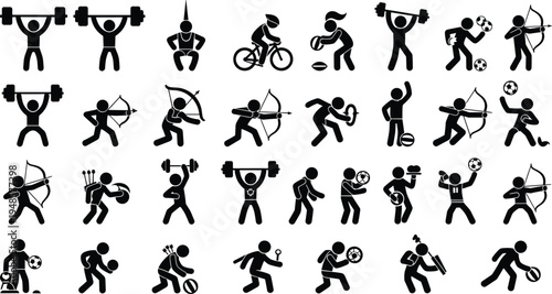 Vector silhouette of various sports activities and fitness exercises