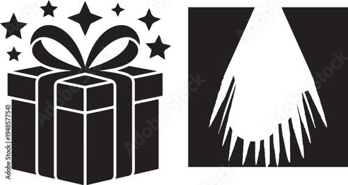 Seashell silhouette with golden sunburst rays on checkered backdrop