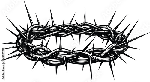Vector silhouette of a crown of thorns on a white background