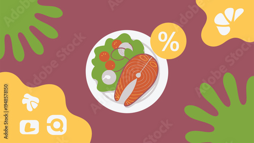 Fish meal discount plate illustration