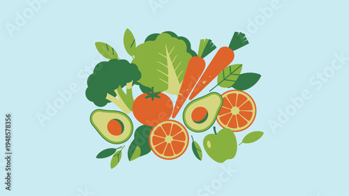 Fresh fruit and vegetable healthy food group