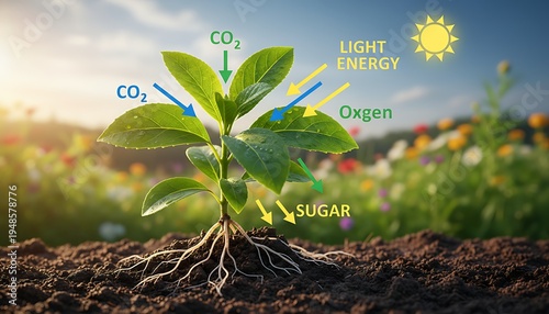 Young Plant Seedling Growing in Soil with Sunlight