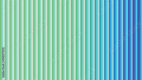 A captivating arrangement of thin vertical bars transitioning from light green to cool cyan and deep blue