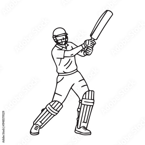 A cricket player hitting a ball with a bat Vector