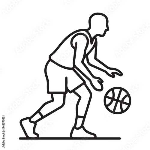 A man in a running stance dribbling a basketball Vector