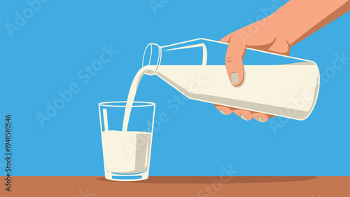 Person pouring milk into glass