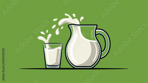 Pitcher glass milk splash green