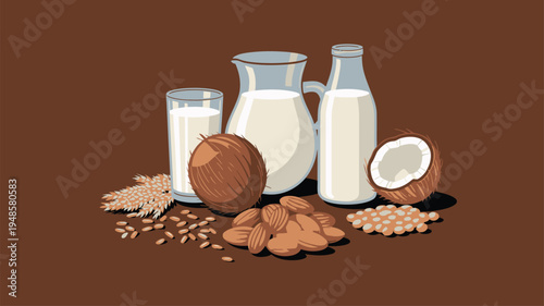 Plant Based Milk Ingredients Coconut Almond Oat