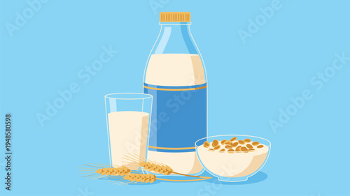 Plant milk cereal wheat flat