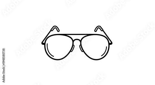 Aviator Sunglasses Icon, Classic Eyewear, Minimalist Line Art, Vector Graphic