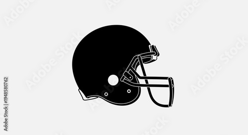 Black American Football Helmet Icon, Sport Equipment, Athletic Gear, Team Sport Symbol