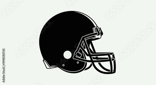 Black American Football Helmet Icon, Sport Equipment, Isolated.