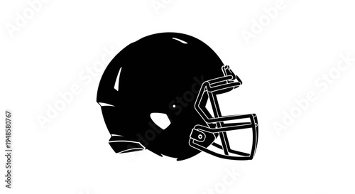 Black American Football Helmet Icon, Sport Equipment, Isolated on White Background