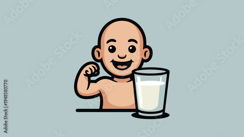 Strong Baby Milk Bicep Cartoon