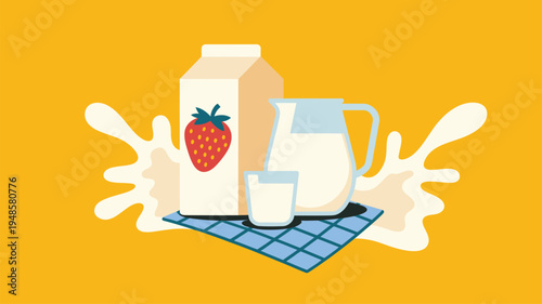 Strawberry milk carton pitcher glass