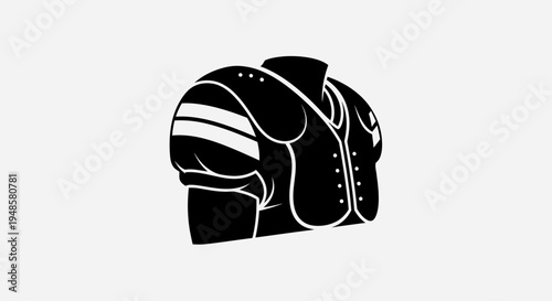 Black American Football Shoulder Pads Icon, Sport Equipment, Protective Gear, Vector Illustration