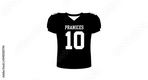 Black American Football Jersey with Number 10 and PRANICES Text