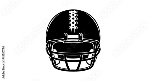 Black American Football Helmet Icon, Sport Equipment, Vector Illustration