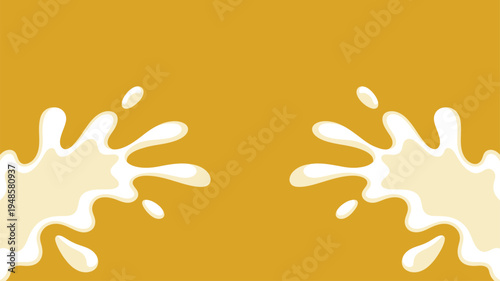 White milk splashes yellow background